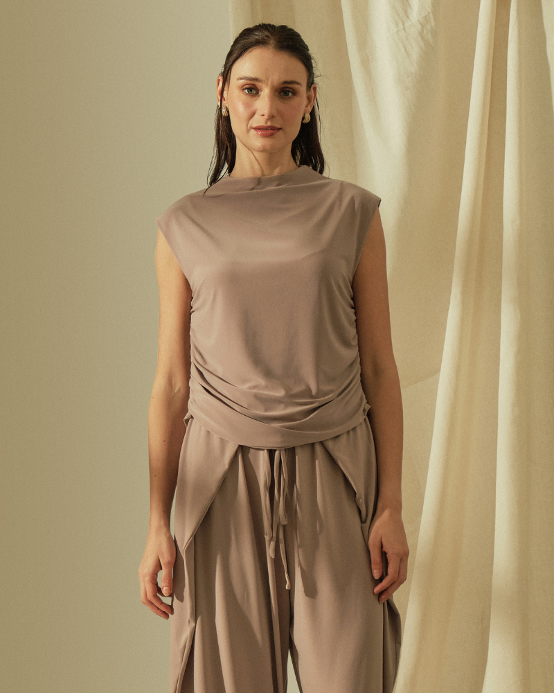 Erin Cowl Neckline Shirred Jersey Top