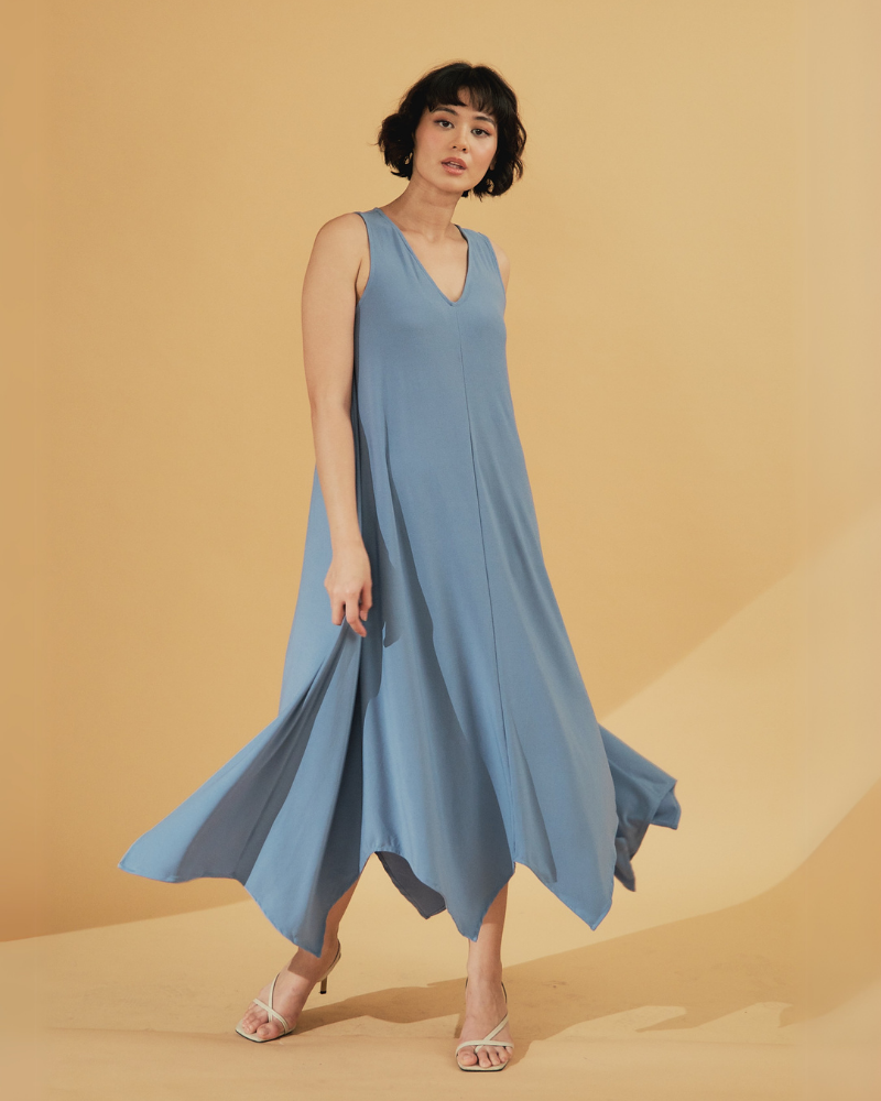 Amiera Sleeveless Asymmetric Hem Jersey Maxi Dress