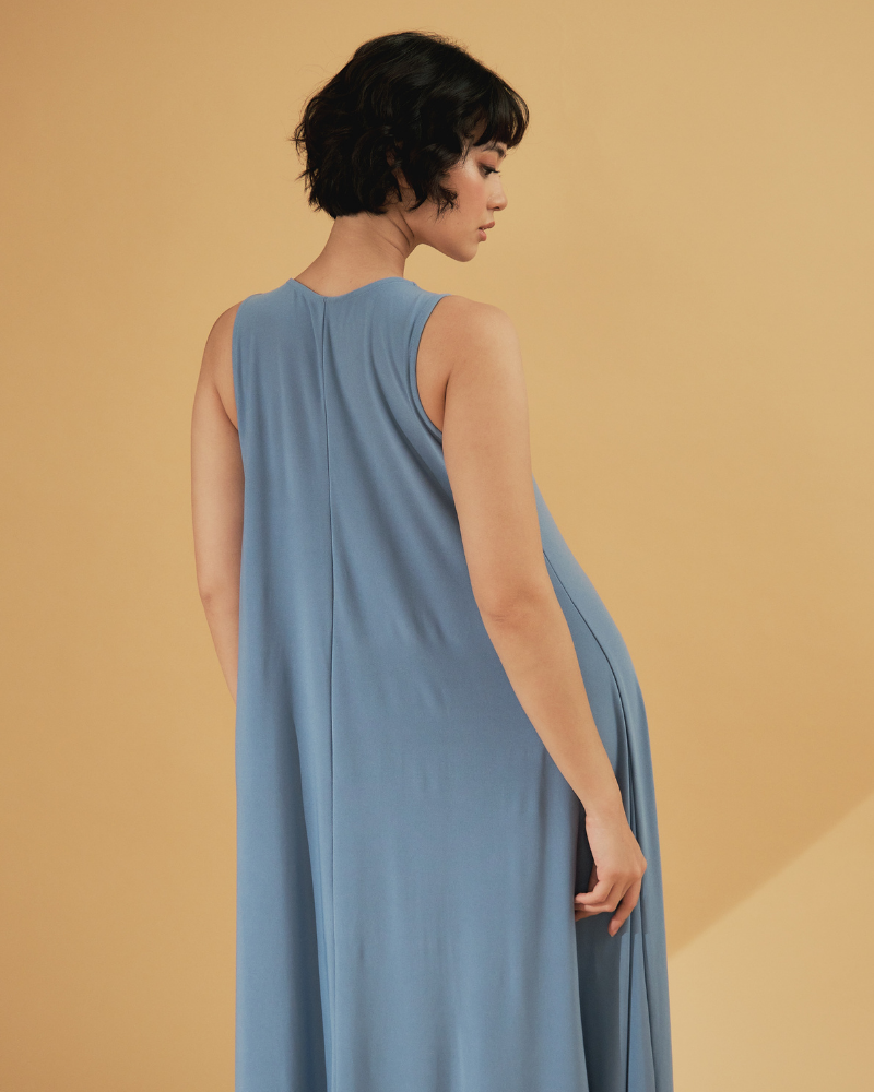 Amiera Sleeveless Asymmetric Hem Jersey Maxi Dress