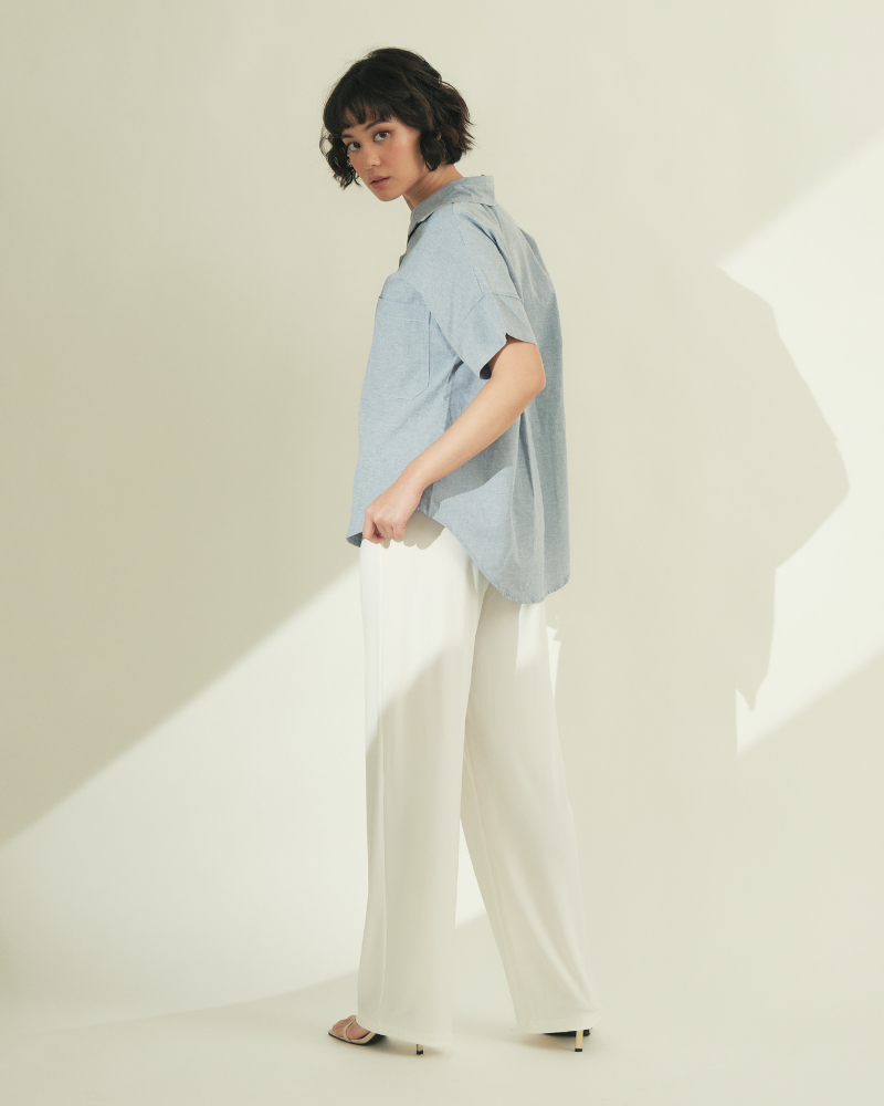Eve Button Down Chambray Top