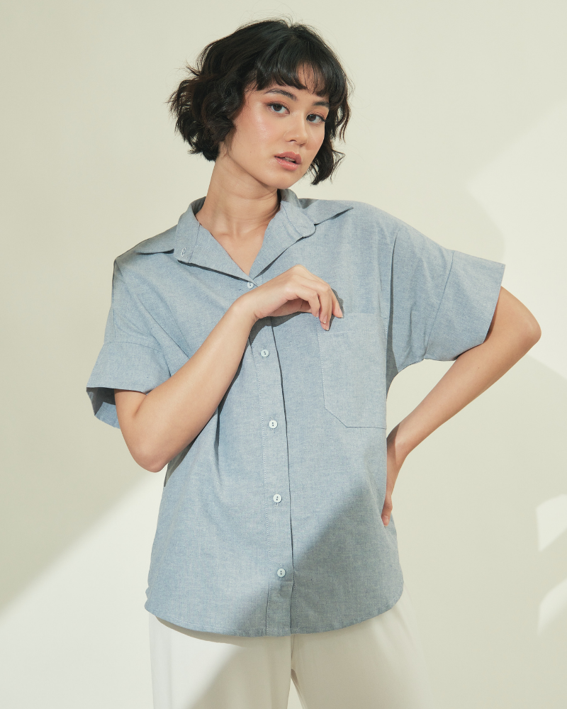 Eve Button Down Chambray Top