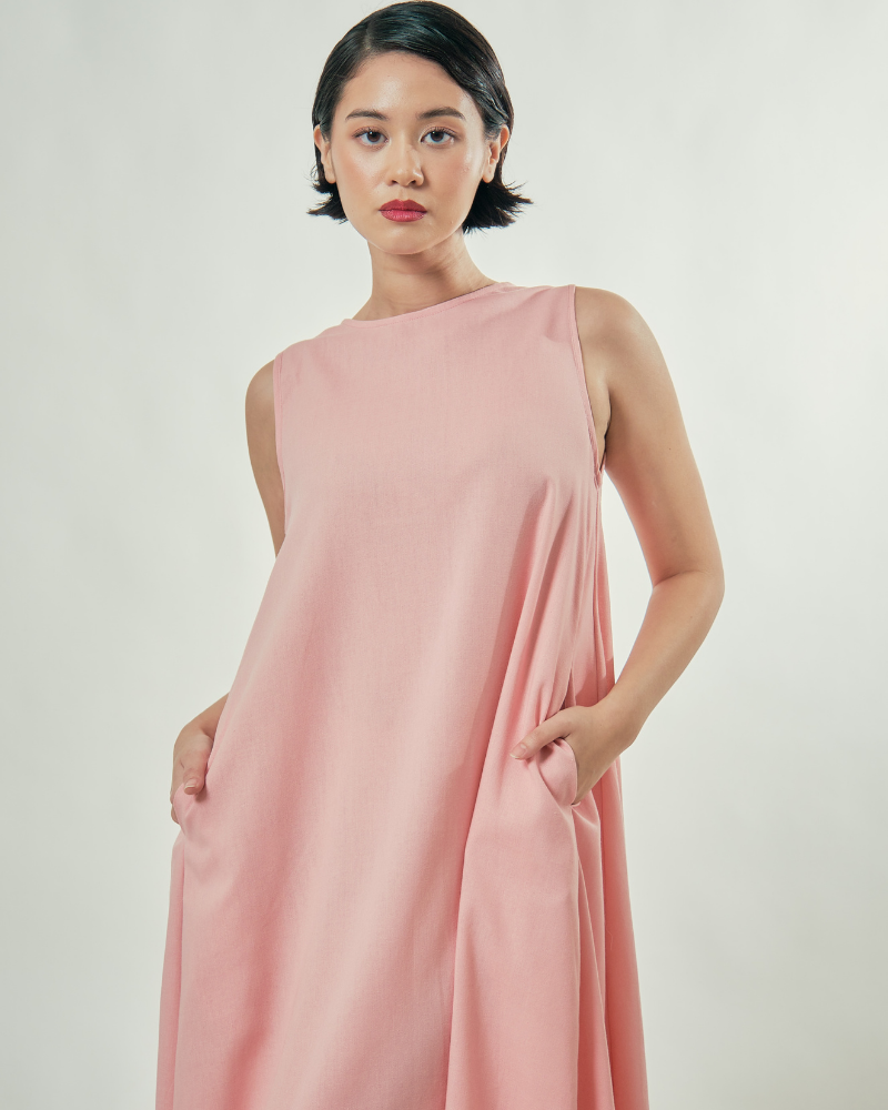 Yvonne Sleeveless A-Line Linen Maxi Dress