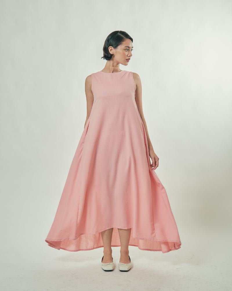 Yvonne Sleeveless A-Line Linen Maxi Dress