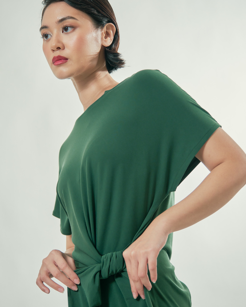 Sylvie Knot Tie Jersey Midi Dress
