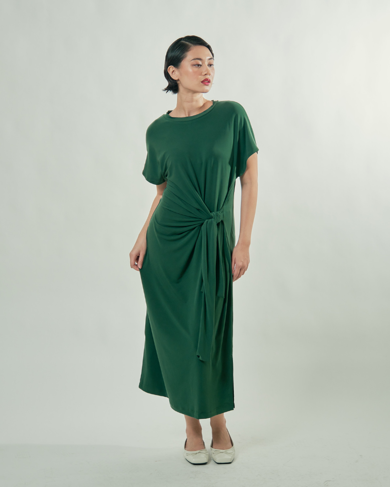 Sylvie Knot Tie Jersey Midi Dress