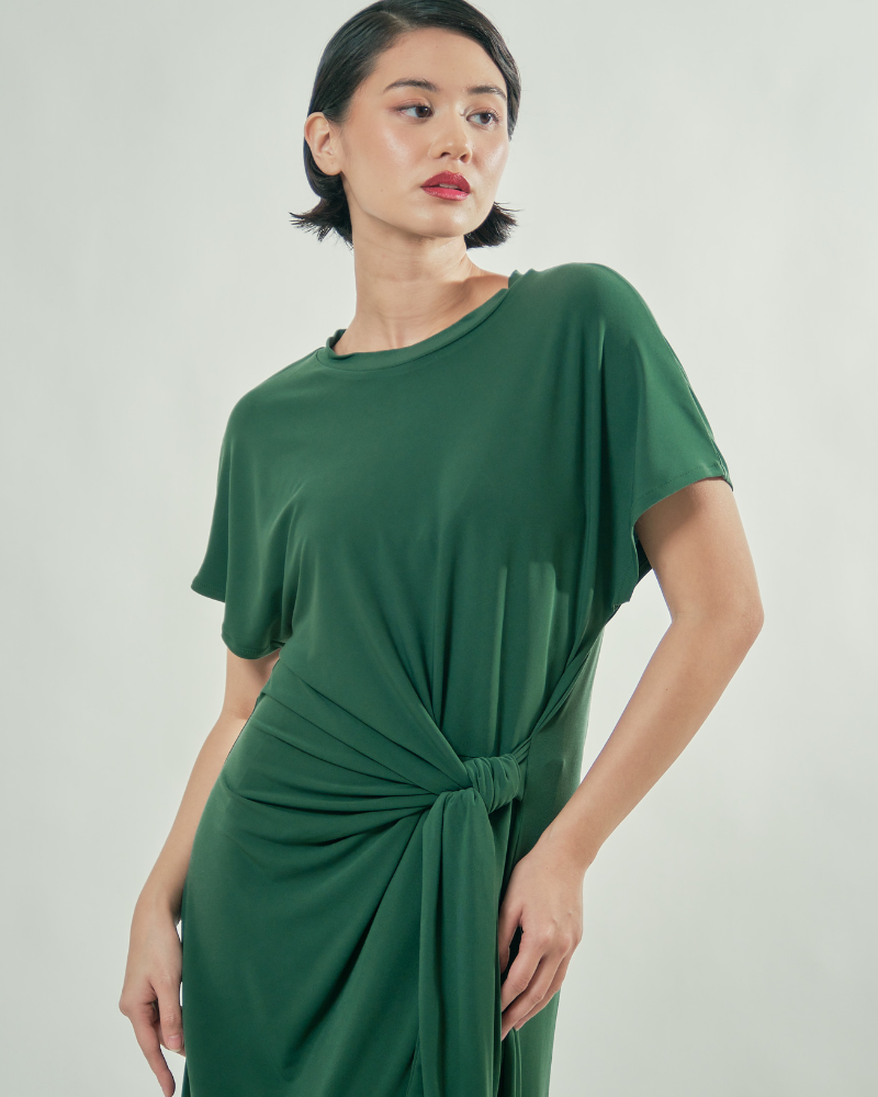 Sylvie Knot Tie Jersey Midi Dress