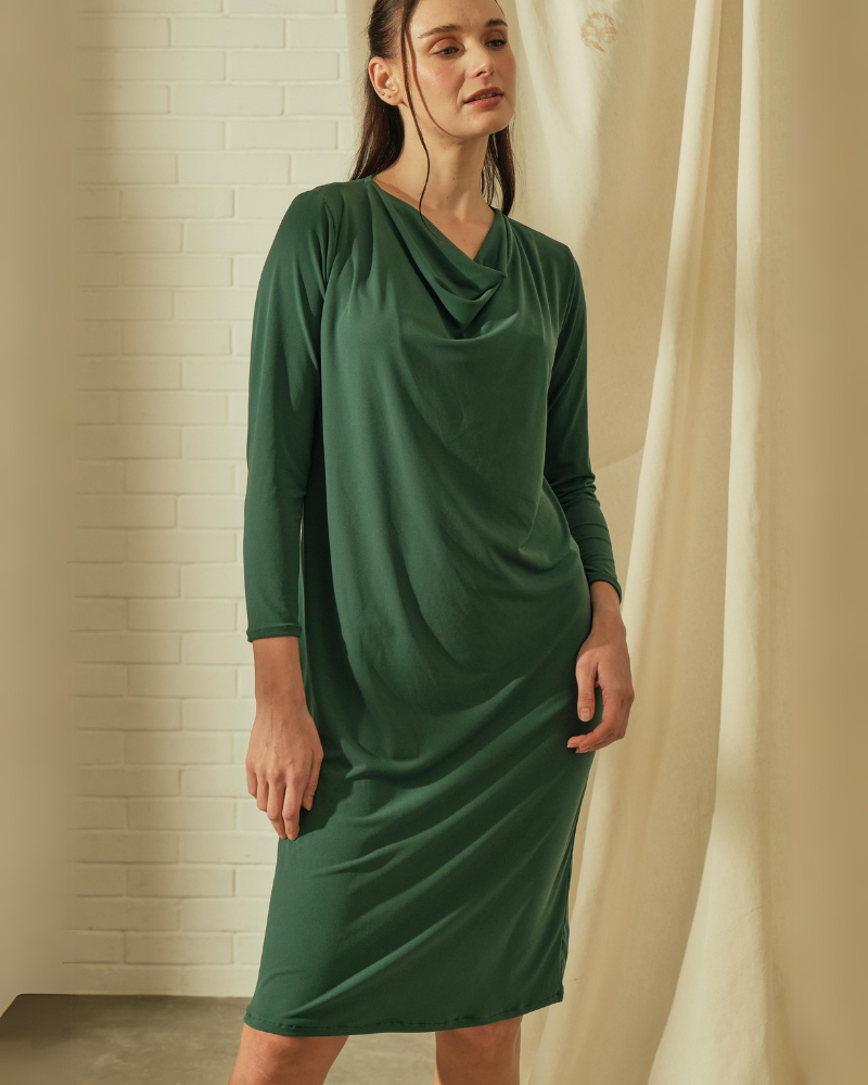 Dana Cowl Neckline Jersey Midi Dress