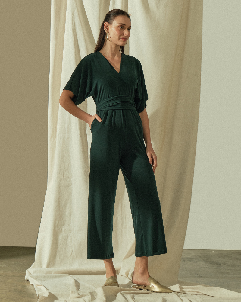 Tara Self Tie Belt Jersey Jumpsuit