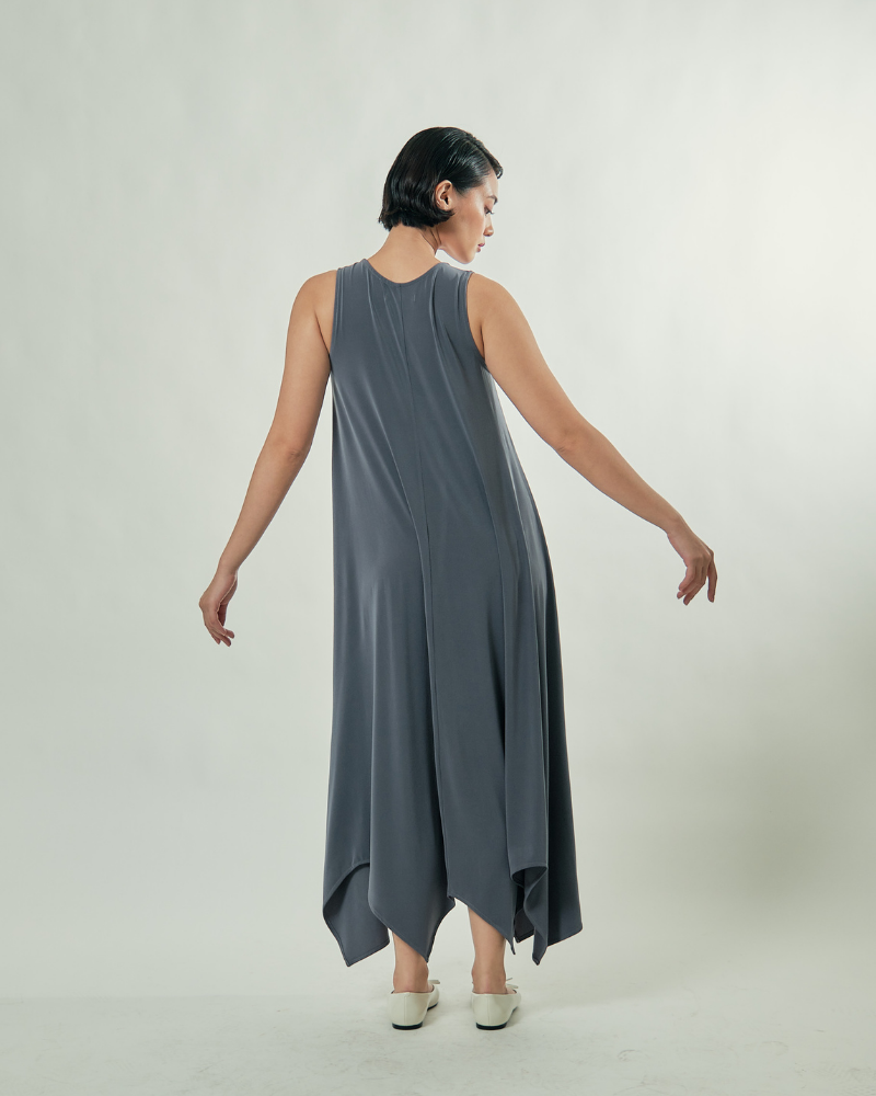 Amiera Sleeveless Asymmetric Hem Jersey Maxi Dress