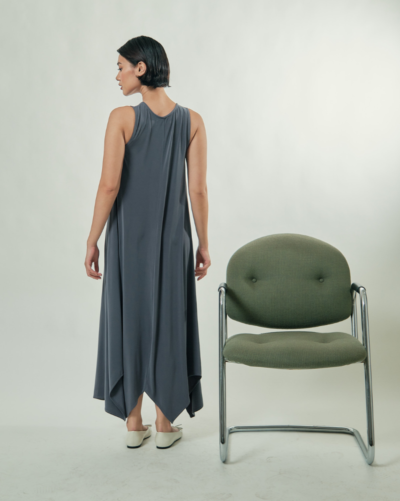 Amiera Sleeveless Asymmetric Hem Jersey Maxi Dress