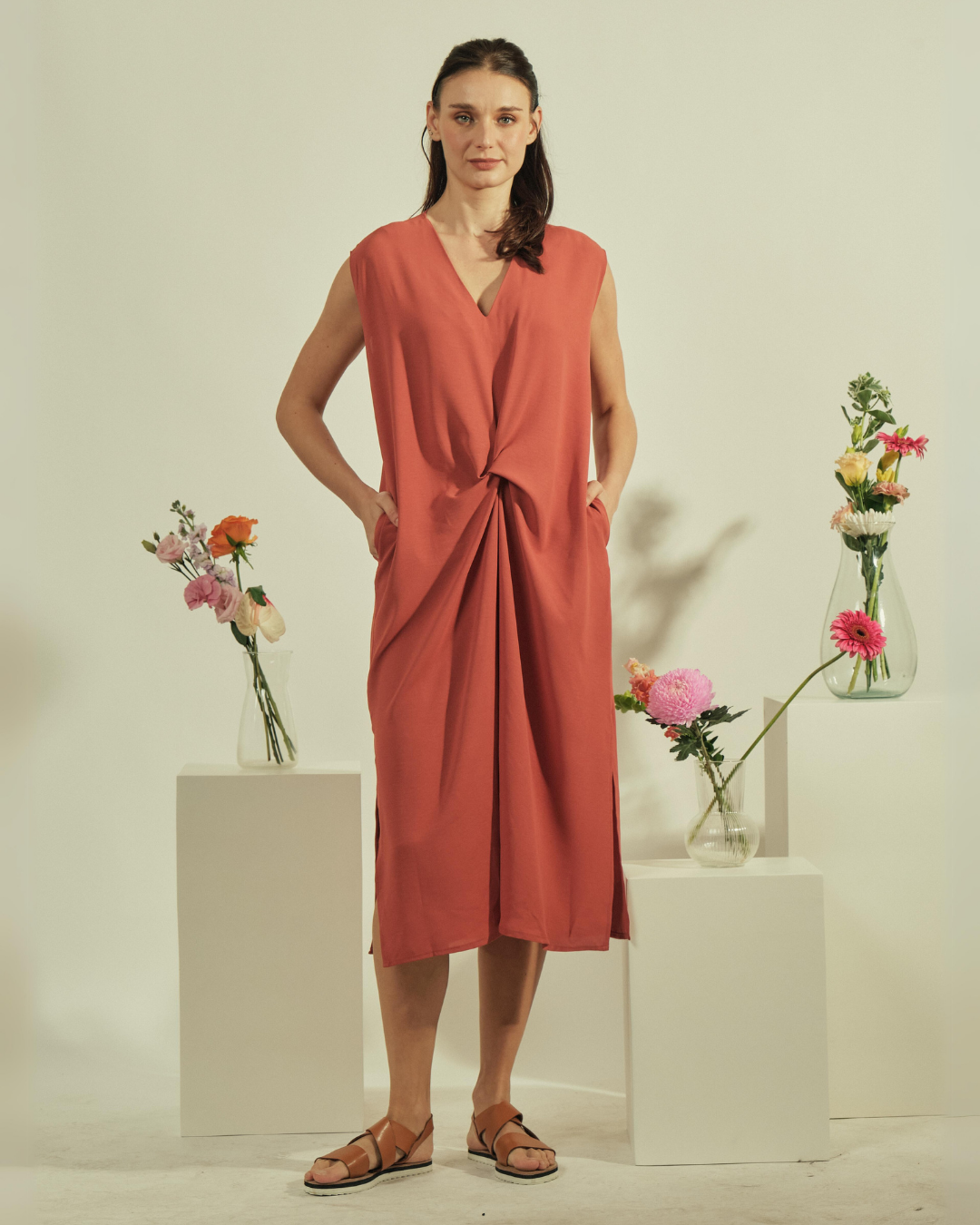 Lucinda Sleeveless V-Neck Midi Dress