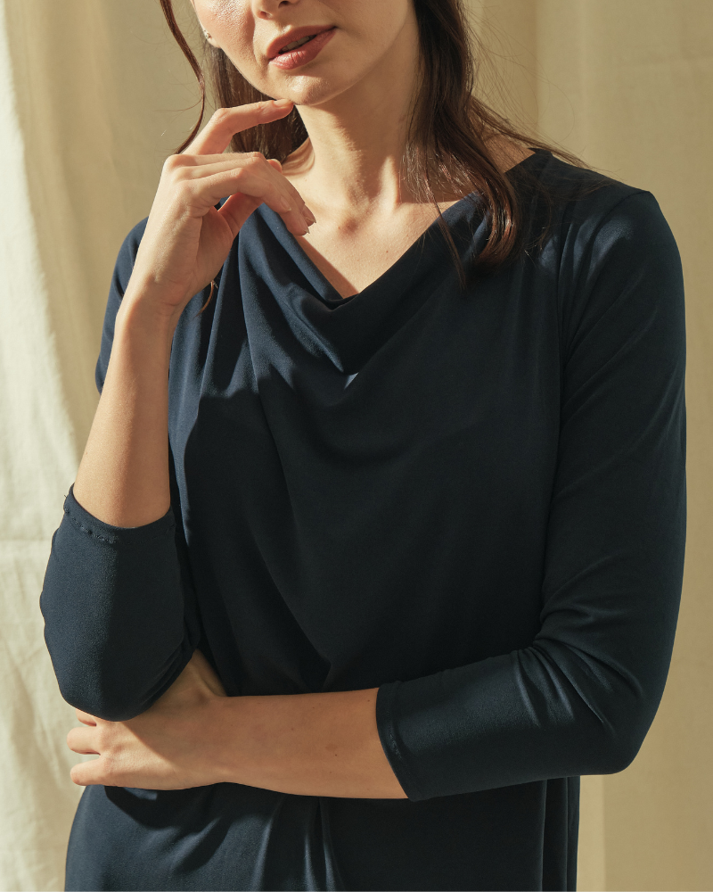 Dana Cowl Neckline Jersey Midi Dress