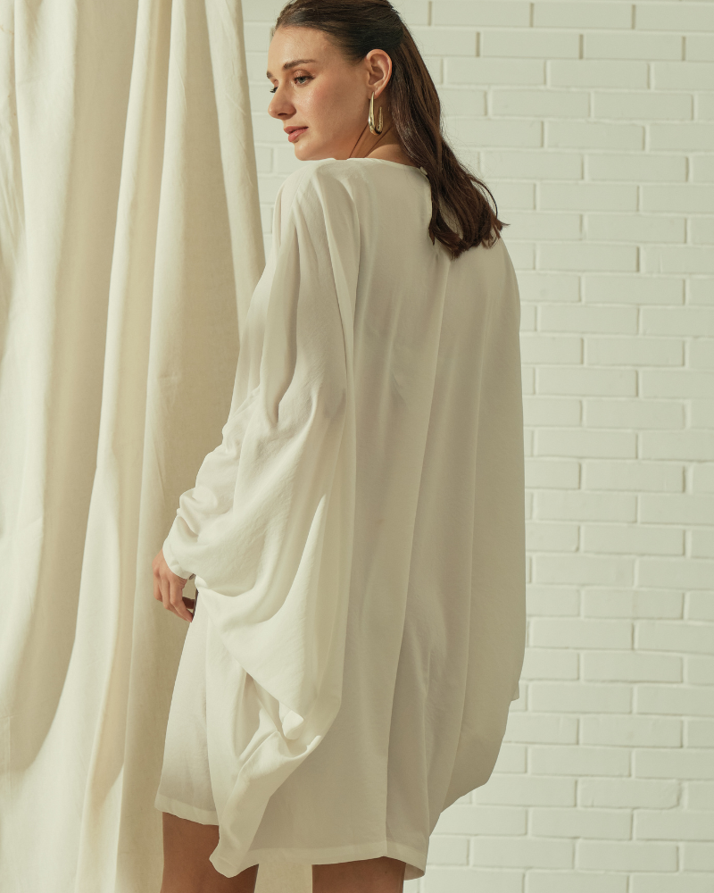 Ravia Batwing Long Sleeves Short Dress