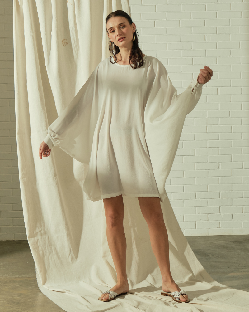Ravia Batwing Long Sleeves Short Dress