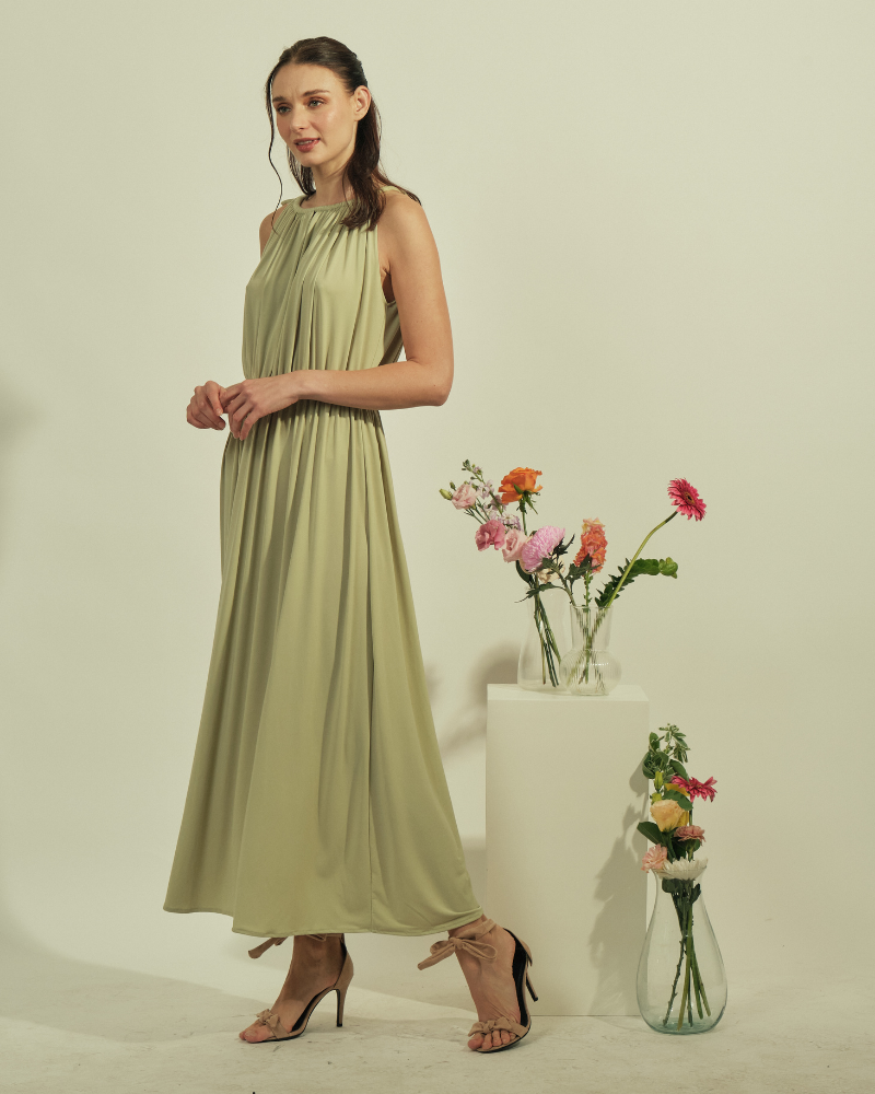 Guistina Halter Neckline Jersey Maxi Dress