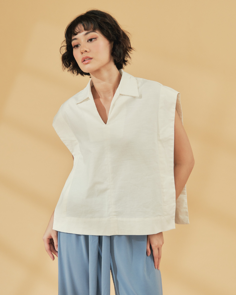 Kareen Collared Neckline Cotton Top