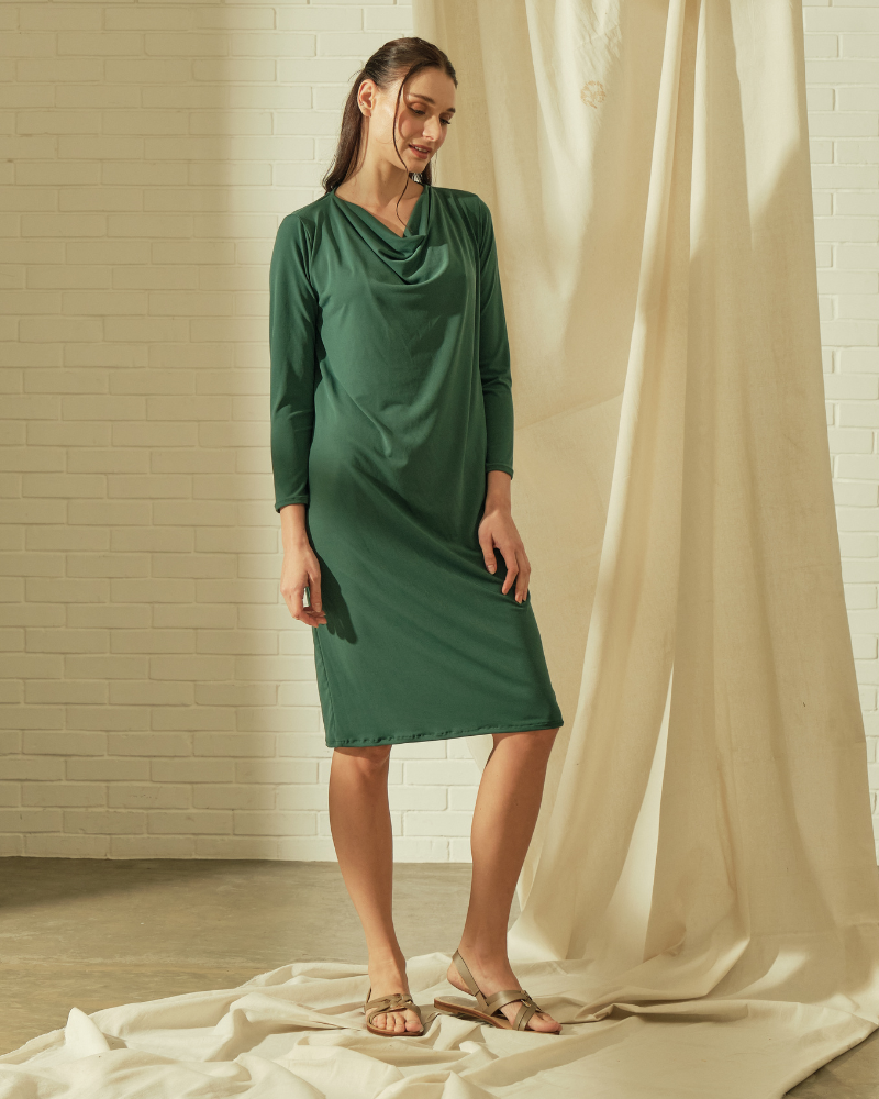Dana Cowl Neckline Jersey Midi Dress