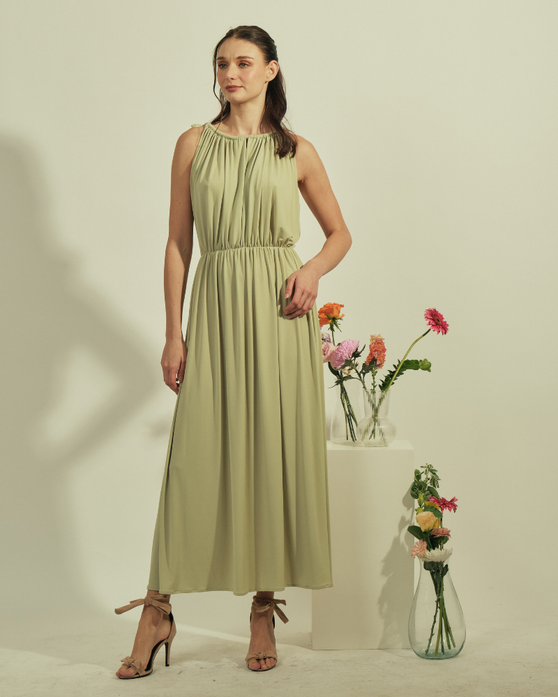 Guistina Halter Neckline Jersey Maxi Dress