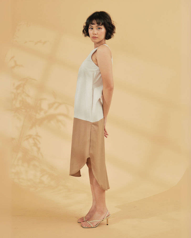 Liora Two-Tone Sleeveless Cotton Short Dress