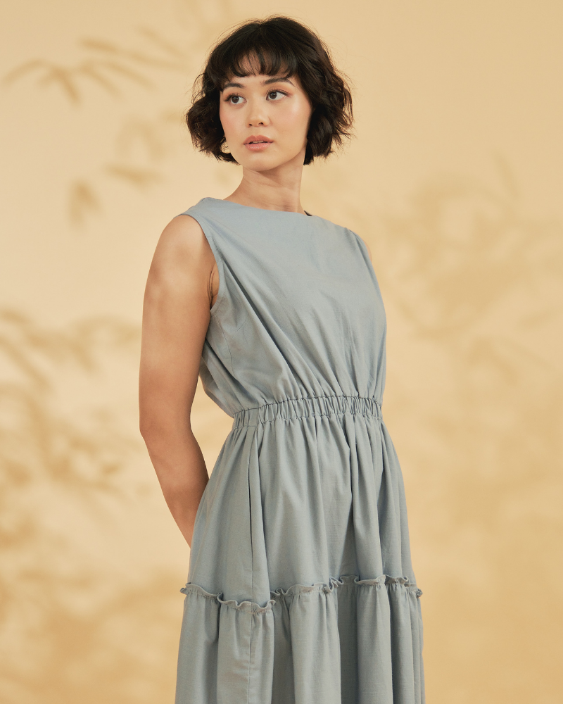 Maya Sleeveless Tiered Cotton Maxi Dress