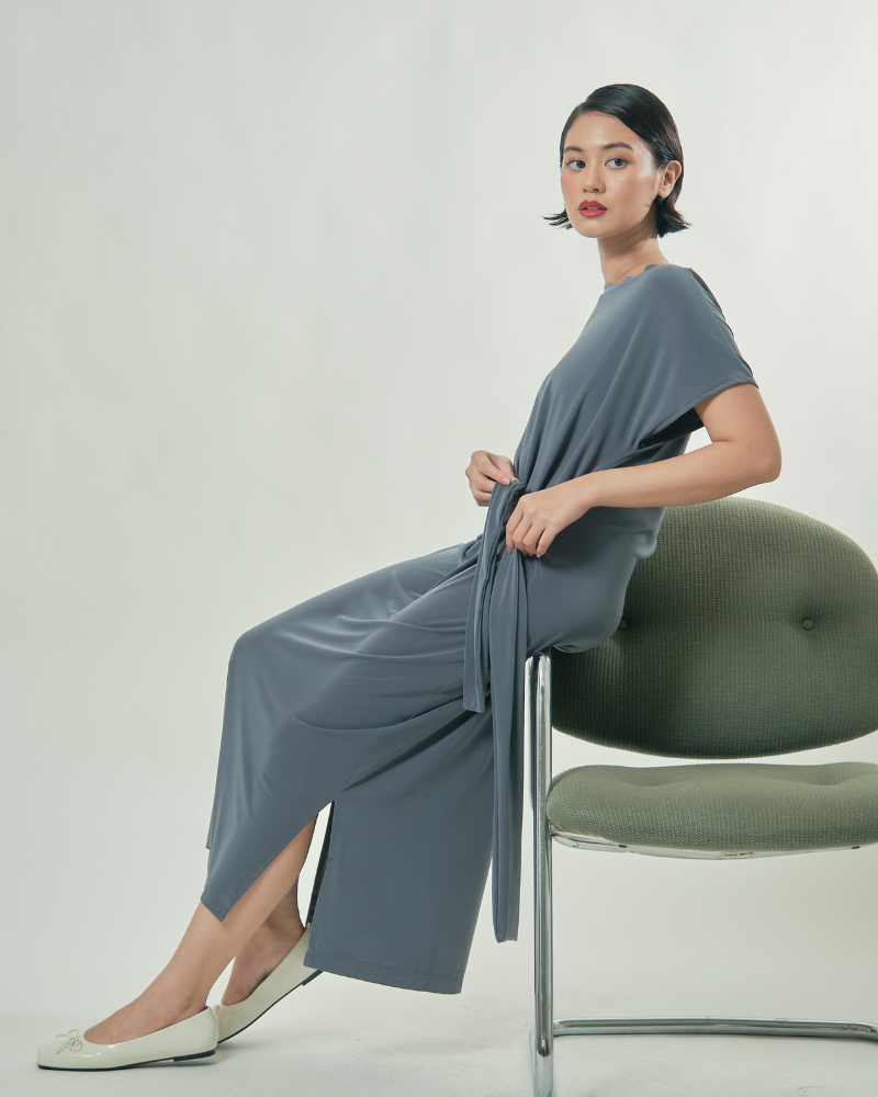 Sylvie Knot Tie Jersey Midi Dress