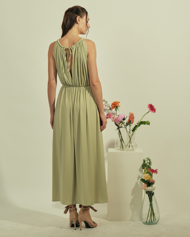 Guistina Halter Neckline Jersey Maxi Dress