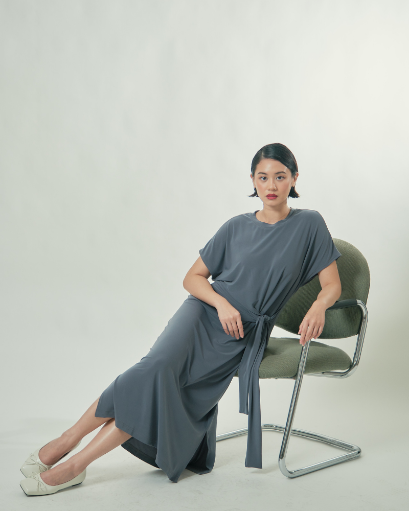 Sylvie Knot Tie Jersey Midi Dress