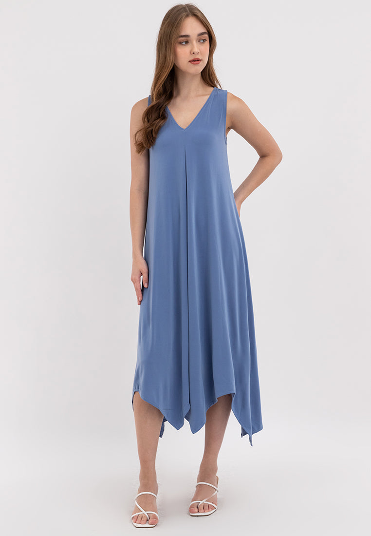 Amiera Sleeveless Asymmetric Hem Jersey Maxi Dress