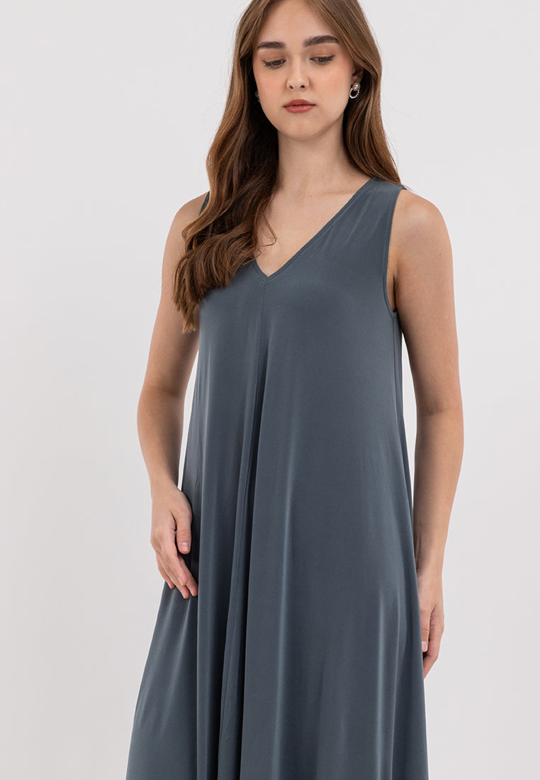 Amiera Sleeveless Asymmetric Hem Jersey Maxi Dress