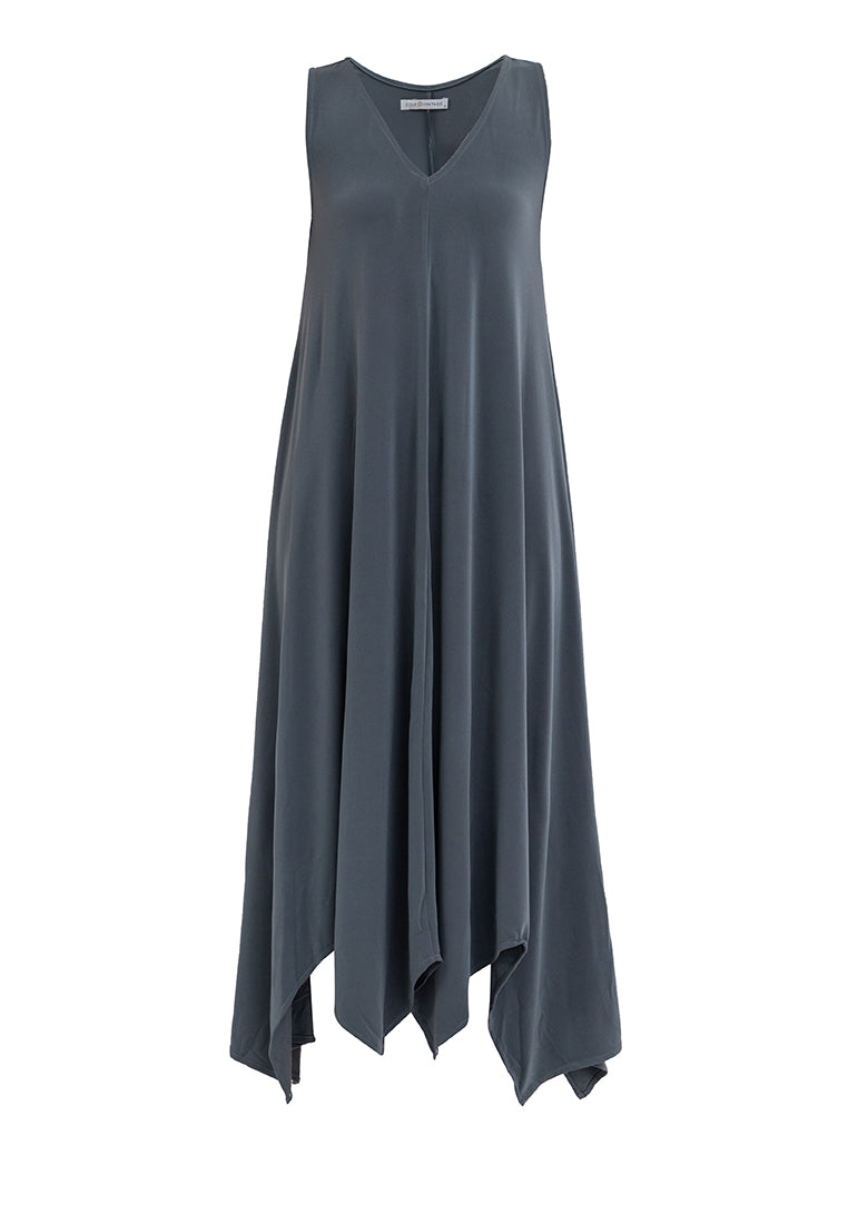 Amiera Sleeveless Asymmetric Hem Jersey Maxi Dress