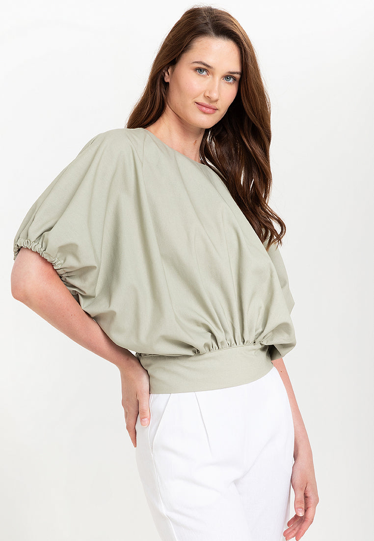 Atiana Self-Tie Back Linen Top