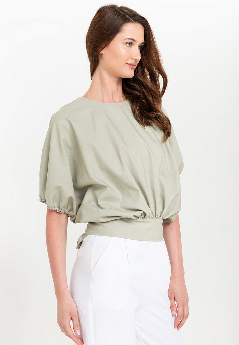 Atiana Self-Tie Back Linen Top