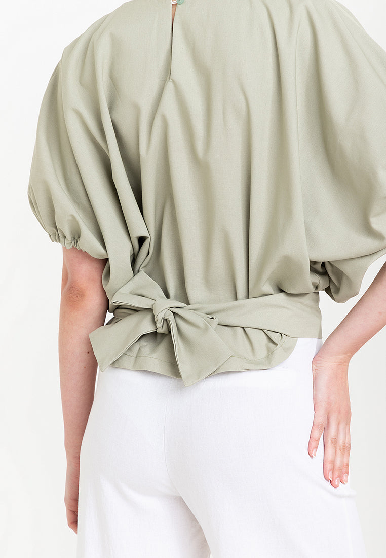 Atiana Self-Tie Back Linen Top