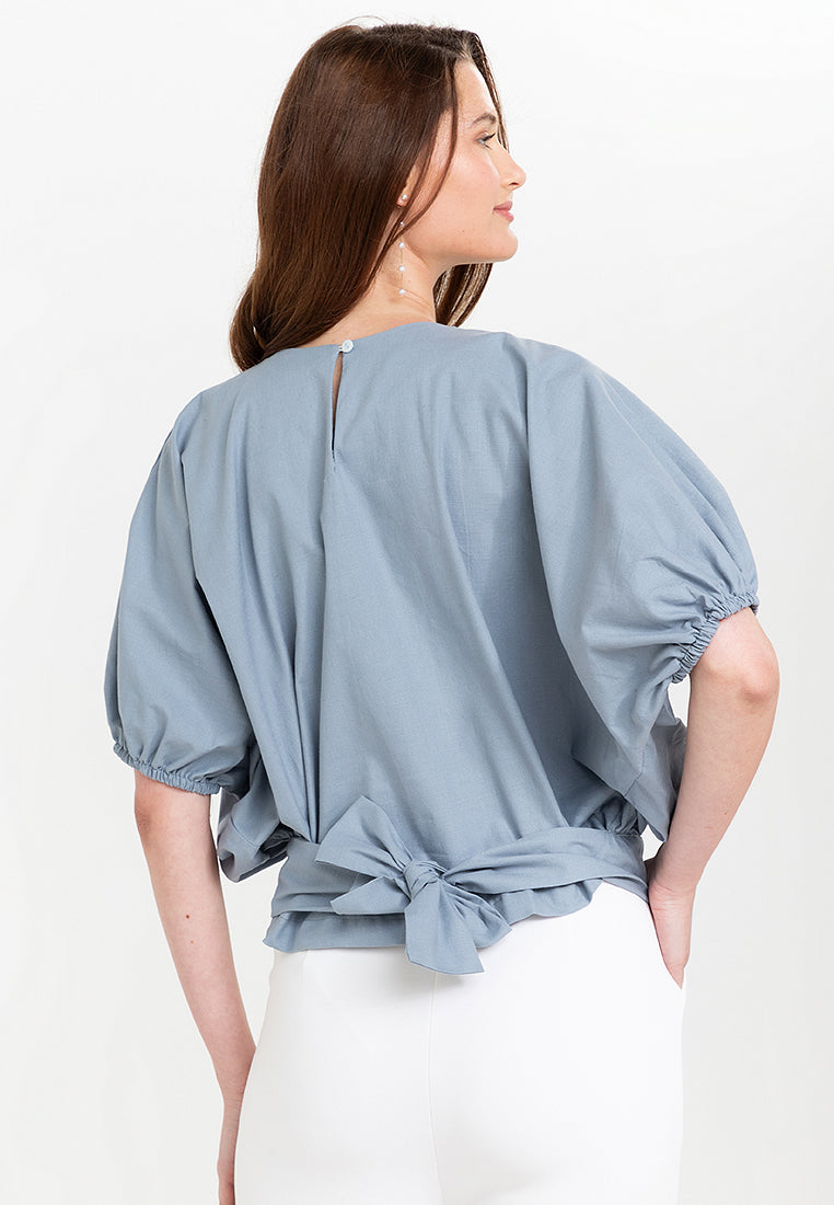 Atiana Self-Tie Back Linen Top