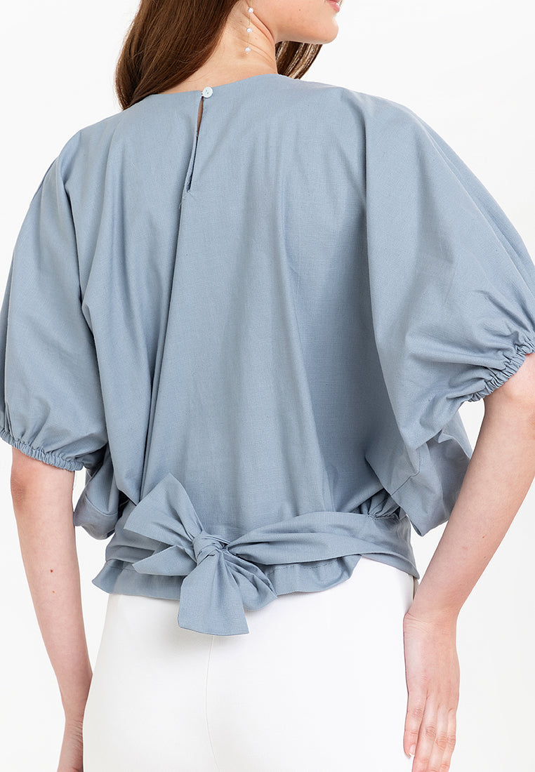 Atiana Self-Tie Back Linen Top