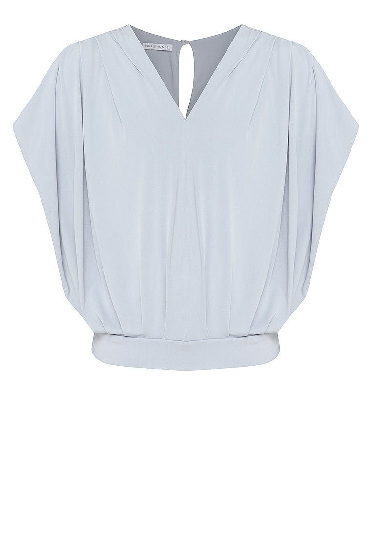 Bella Pleated V-Neck Jersey Top