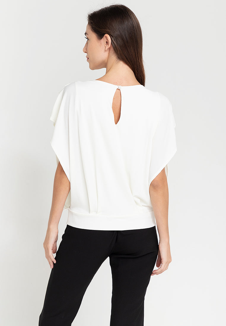 Bella Pleated V-Neck Jersey Top