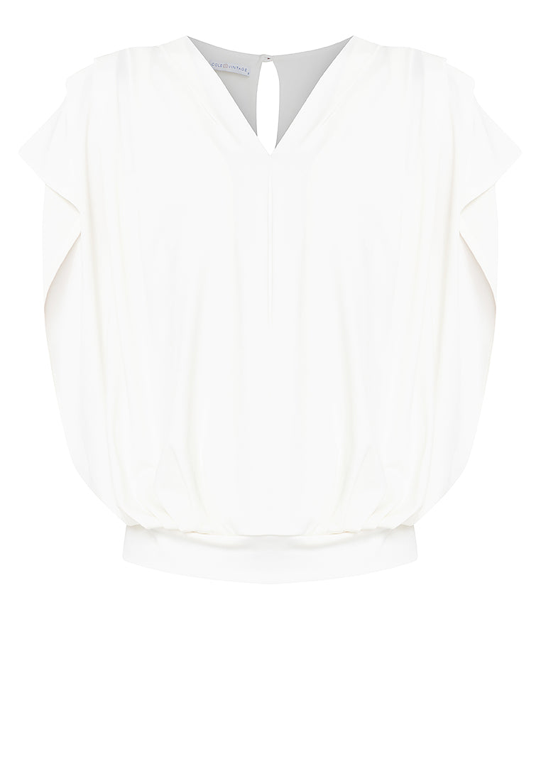 Bella Pleated V-Neck Jersey Top