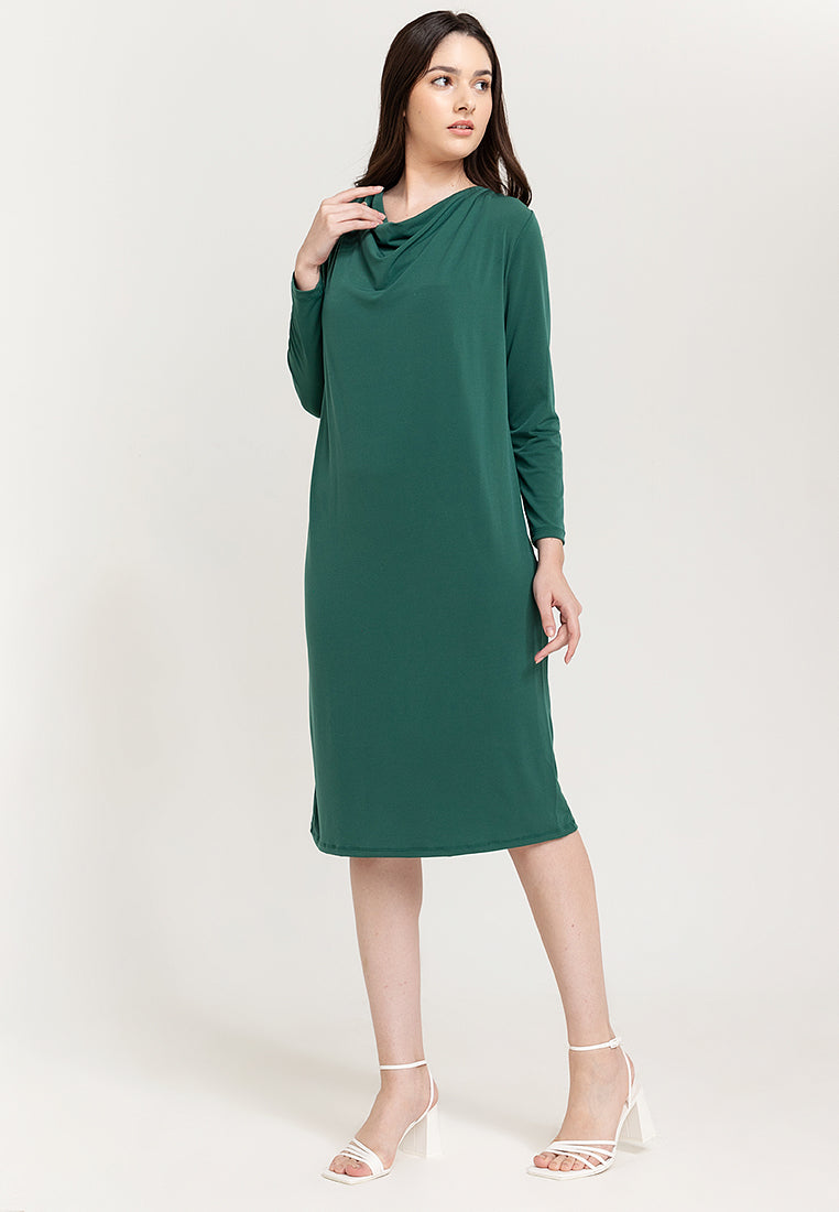 Dana Cowl Neckline Jersey Midi Dress