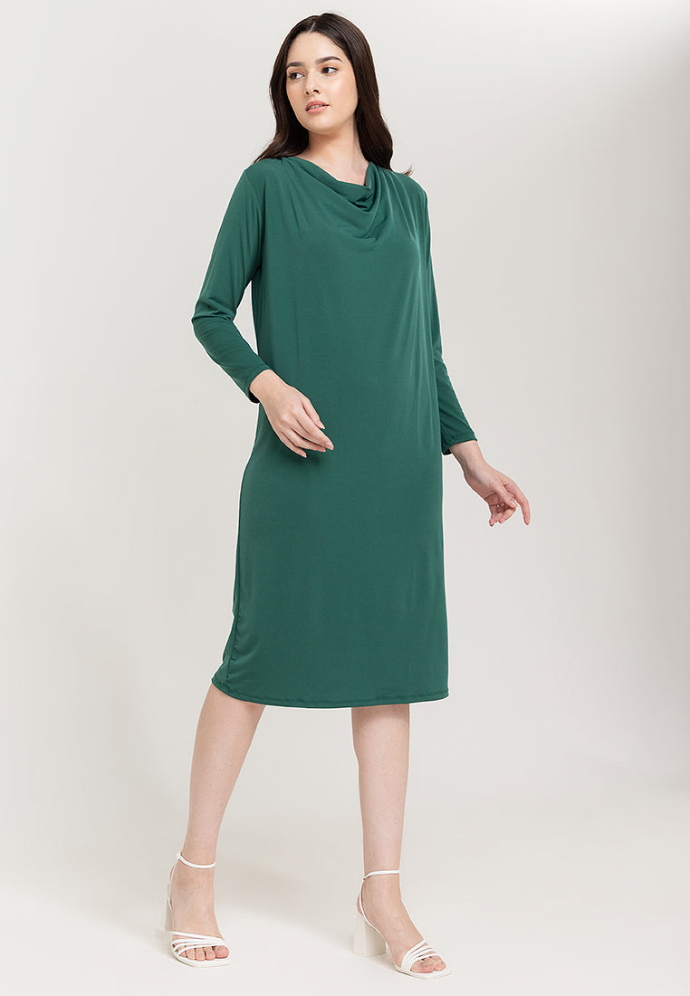 Dana Cowl Neckline Jersey Midi Dress