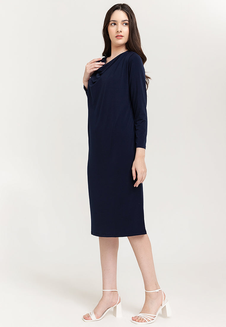 Dana Cowl Neckline Jersey Midi Dress