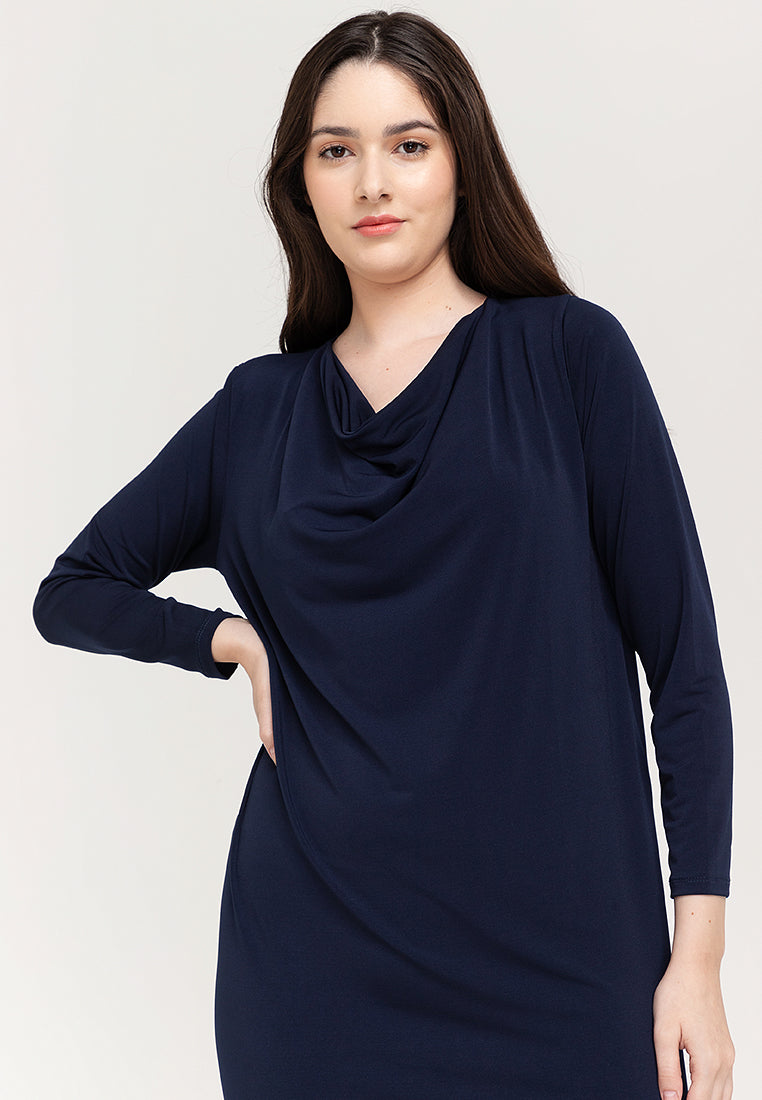 Dana Cowl Neckline Jersey Midi Dress