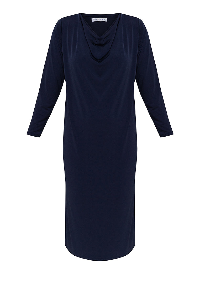 Dana Cowl Neckline Jersey Midi Dress