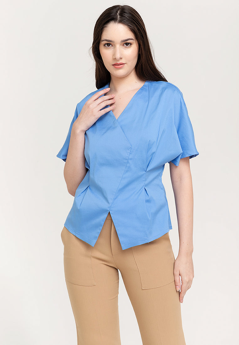 Eloise Wrap-Effect Cotton Top