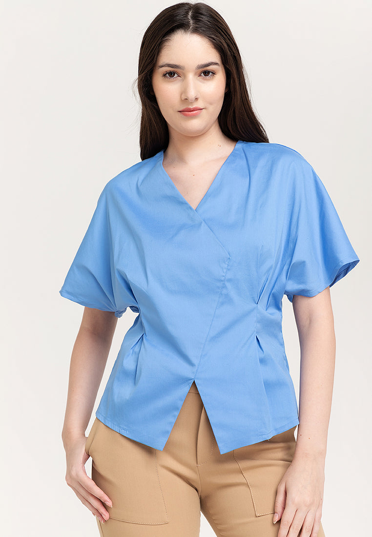 Eloise Wrap-Effect Cotton Top