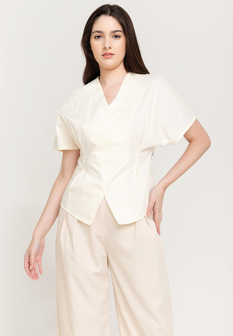 Eloise Wrap-Effect Cotton Top