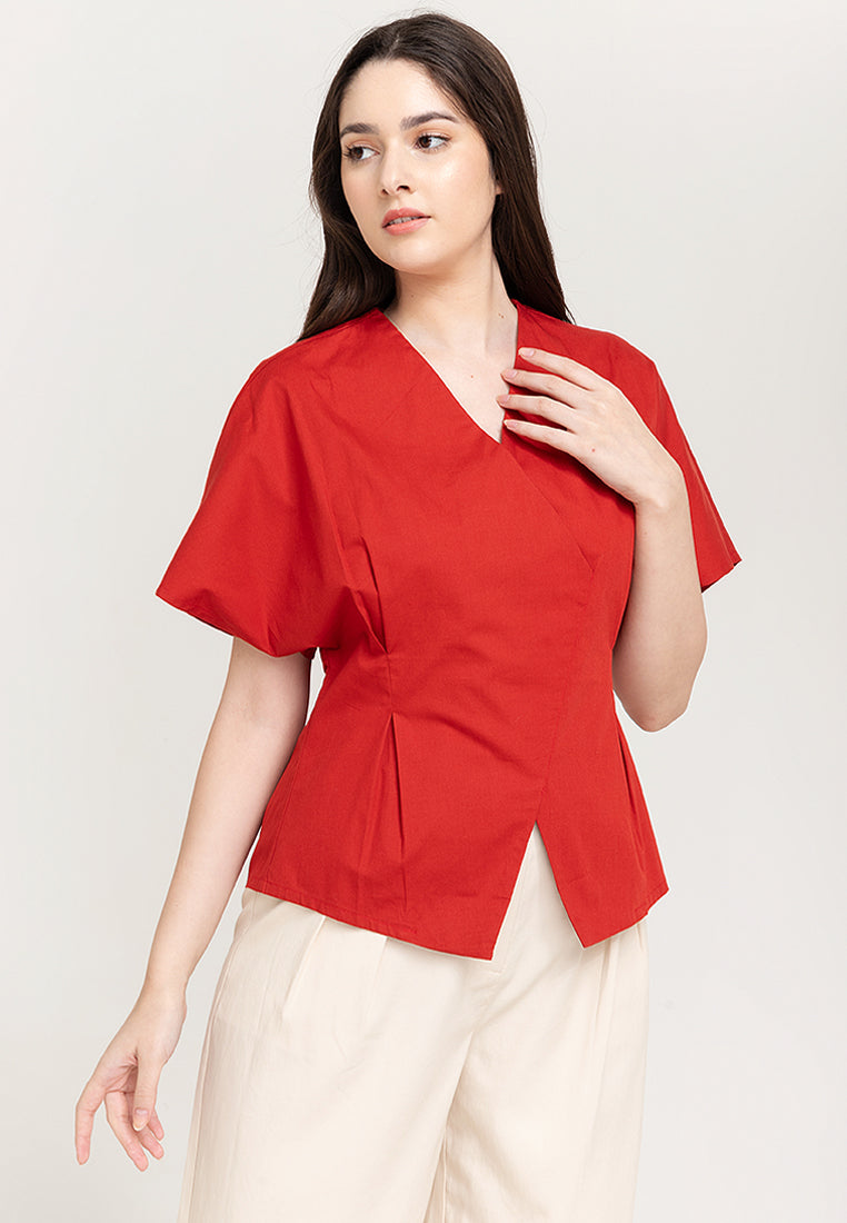Eloise Wrap-Effect Cotton Top
