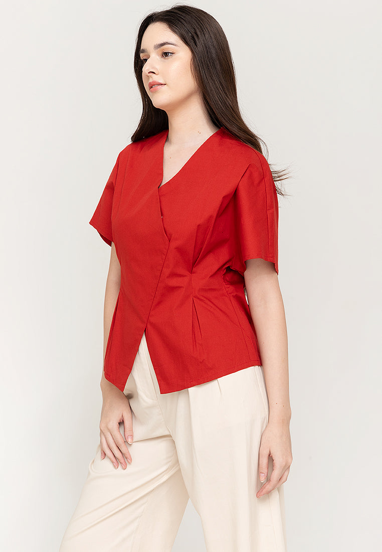 Eloise Wrap-Effect Cotton Top