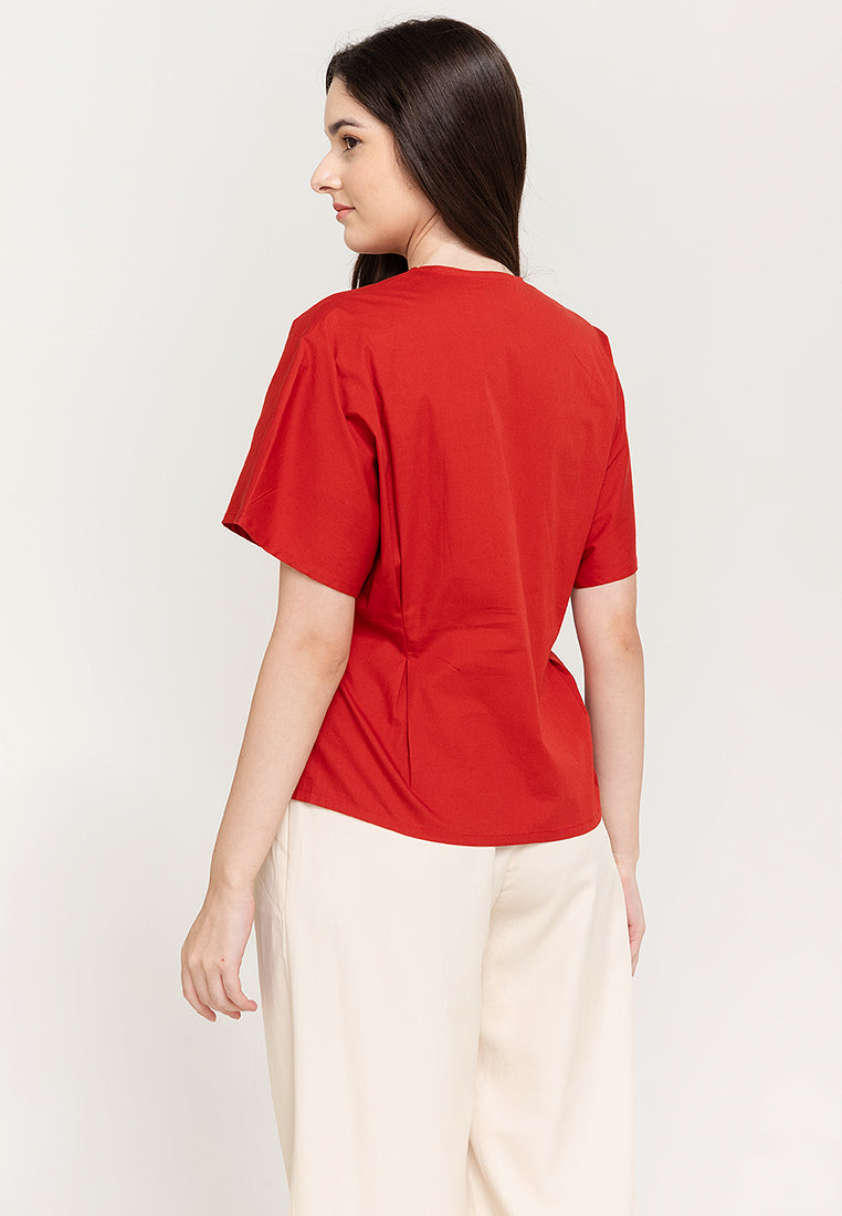 Eloise Wrap-Effect Cotton Top