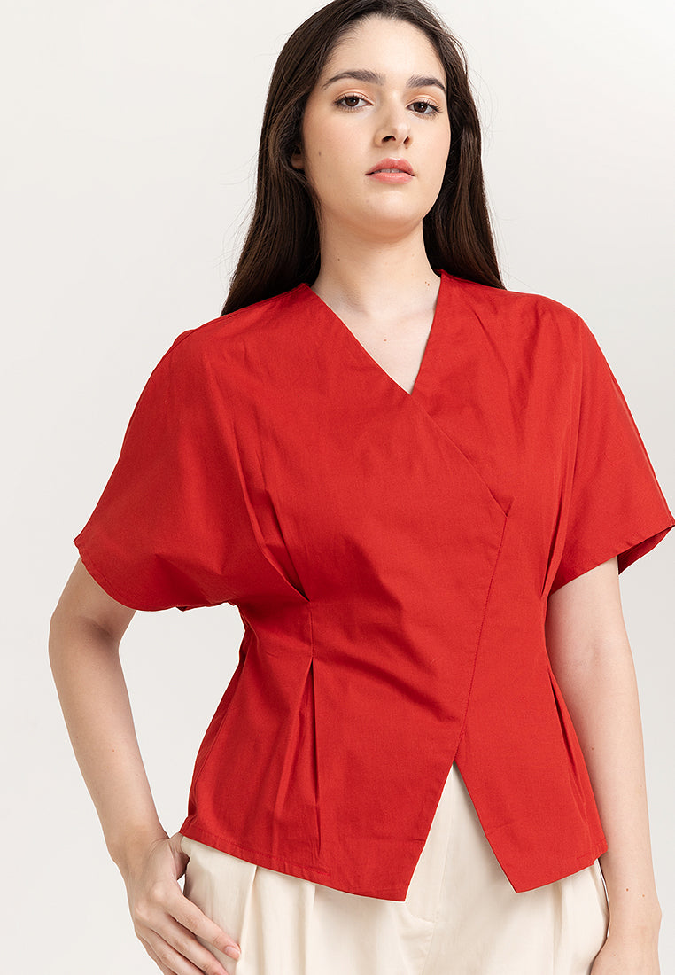 Eloise Wrap-Effect Cotton Top